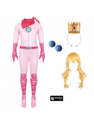 Simil Peach Costume Carnevale Bambina Vestito Tuta Principessa Cosplay PEACH04